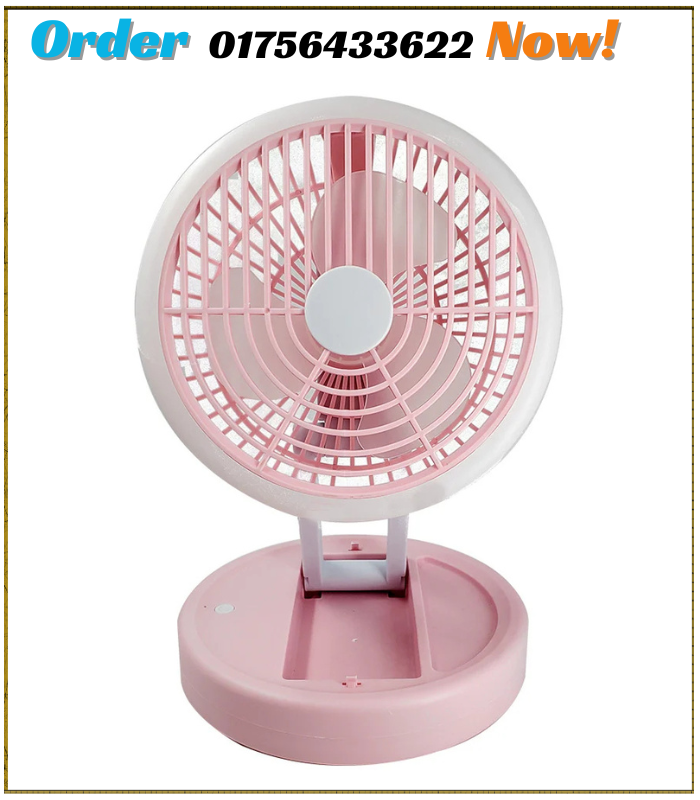 JK-F665 Foldable Rechargeable Fan With Light